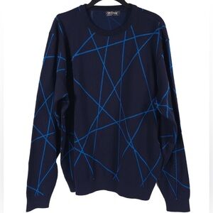 ST. CROIX‎ Luxury ABSTRACT CrewNk Jacq Knit Pullover Sweater Craftsmanship LARGE